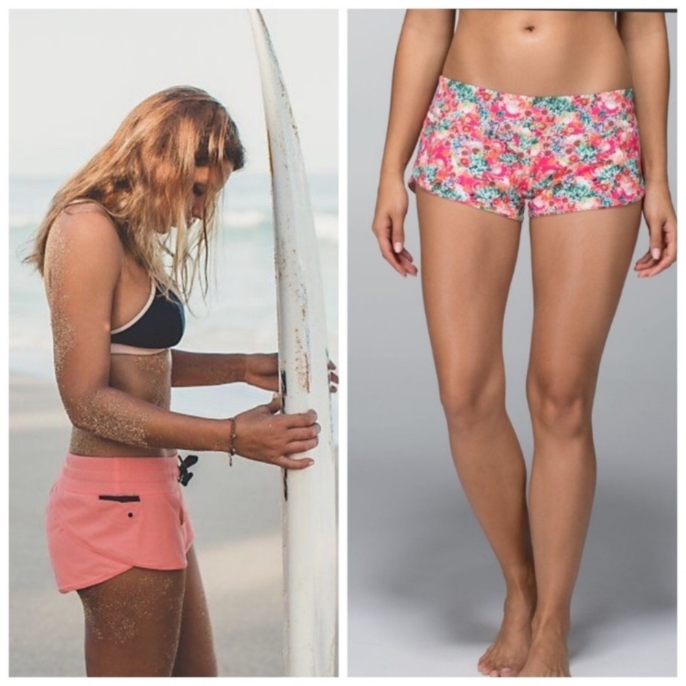 Lululemon pink surf shorts  floral reversible